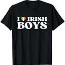 Funny I Love Irish Boys I Red Heart British Boys Ireland T-Shirt, Size S, Black