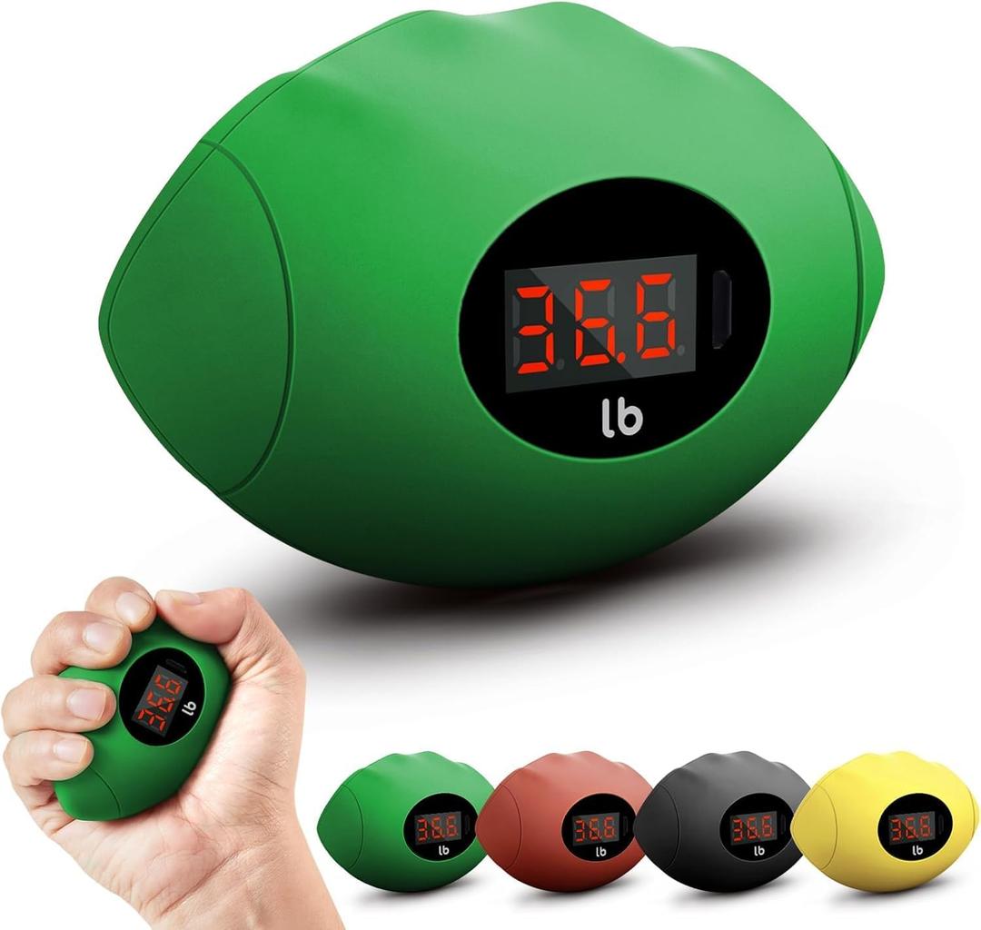 Hand Grip Strengthener, Rechargeable Digital Grip Strength Trainer up 220.4 Lbs(100kg) Hand Grip Exerciser Equipment for Strength Training-Forearm-Gripper-Finger, Stress Balls for Adults/Kids (Green)