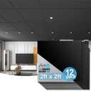 Art3d 12-Pack Smooth Drop Ceiling Tile 2ft x 2ft - Fire-Rated, Waterproof, Reusable - Premium PVC, No Sag and Breakage - Cover 48 Sq. Ft, Black (24*24)
