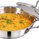 Wonderchef Nigella Tri-ply Stainless Steel 24 cm Kadhai with Lid 2.2 litres 2.6mm Thickness Kadai with Induction Base Compatible with All cooktops, 20 cm Silver