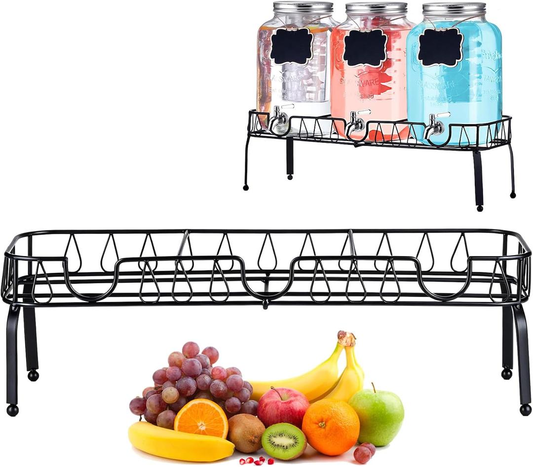 Blulu 3 Compartment Metal Drink Dispenser Stand, Black 2 Gallons Stand Only