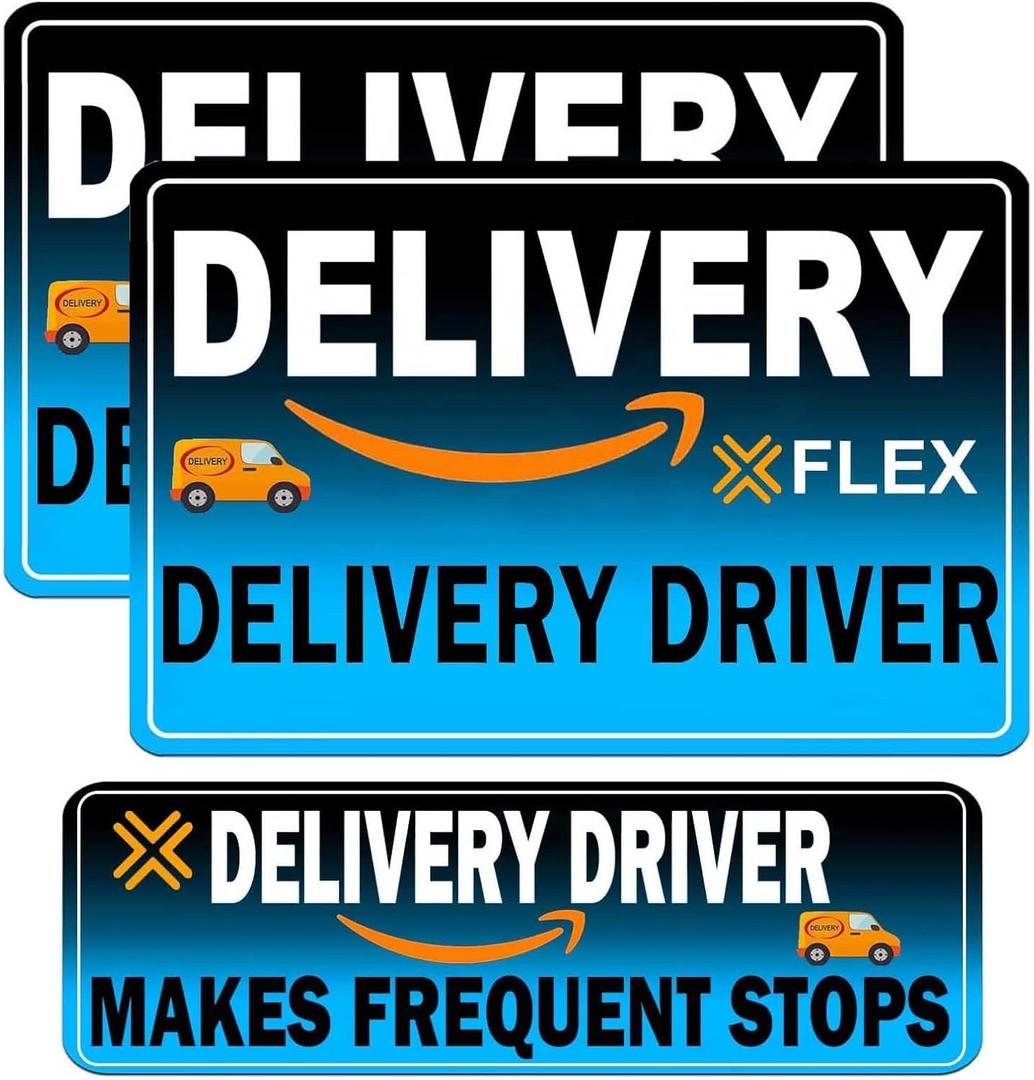 Flex Delivery Driver Car Magnet, 3PCS Frequent Stops Removable Set, Delivery Vehicle Magnet Car Door and Bumper Sign, High Reflective Waterproof Weather-Resistant