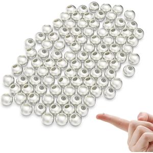 925 Sterling Silver Beads for Jewelry Making 100Pcs S925 Smooth Balls Beads for Stackable Bracelet Necklace Craft (Made in Italy 2MM)
