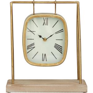 Deco 79 Wood Pendulum Clock with Wood Base, 10" x 5" x 11", Gold