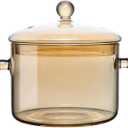 1.5L / 53 fl. oz. Clear Glass Pot with Lid Saucepan Heat Resistant Glass Stove and Pan with Lid Soup, Milk, Baby Food, Pasta (50oz/1500ml clear)