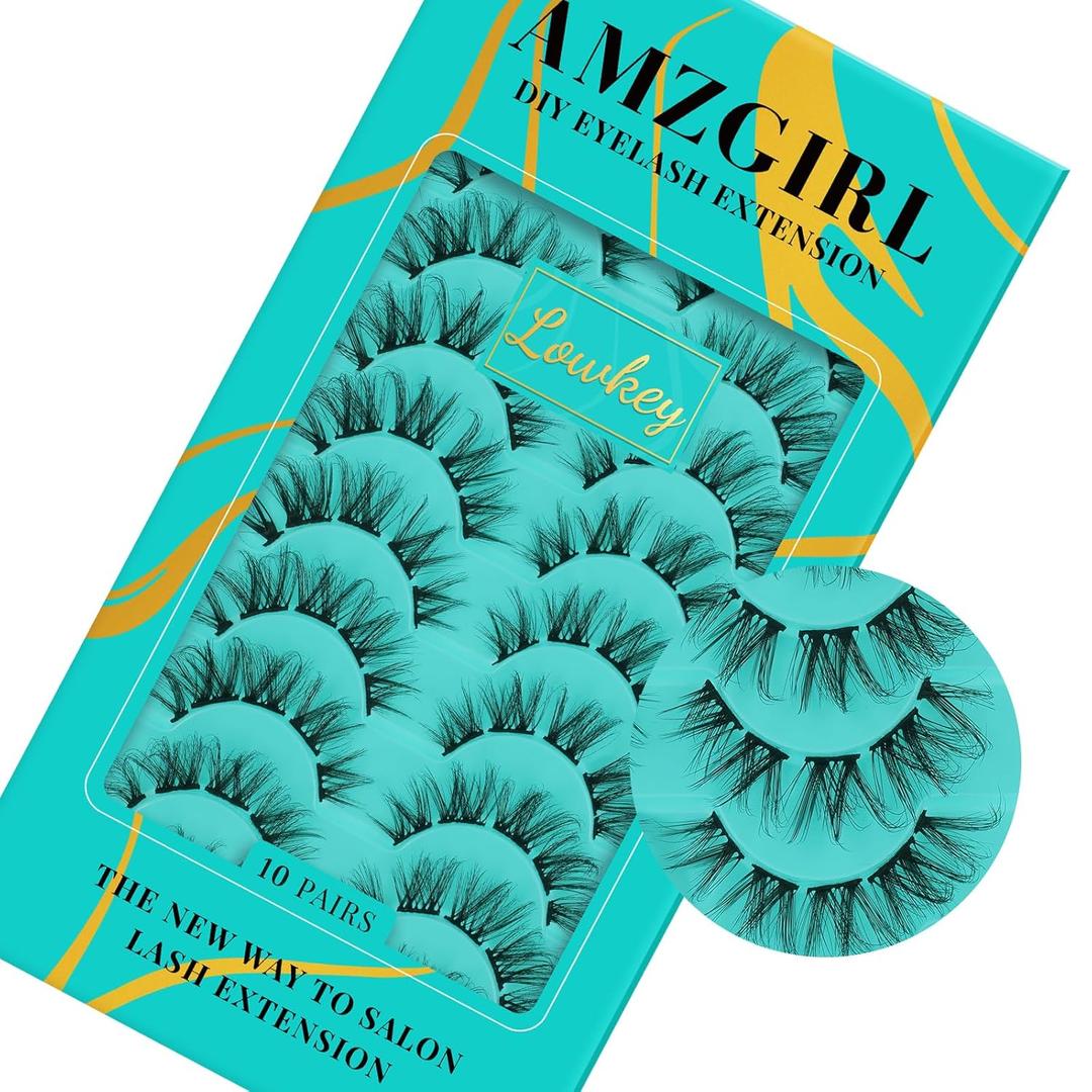 Diy Lash Clusters 10 Pairs Cluster Lashes Wispy Lash That Look Like Extensions 3D False Eyelashes Natural Soft Fluffy Mink Individual Cluster Lashes at Home (Lowkey)