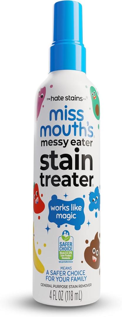 Miss Mouth's Messy Eater Stain Treater Spray  4oz & 10 Wipes Stain Remover  Newborn & Baby Essentials  No Dry Cleaning Food, Grease, Coffee Off Laundry, Underwear, Fabric