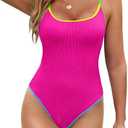 BMJL Women's One Piece Swimsuit Scoop Neck Slimming Bathing Suit High Cut Cheeky Swimwear XL