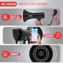 Pyle 50W Megaphone Bullhorn - Portable, Automatic Siren & Adjustable Volume, Projection Range Up to 1200 Square Yards, Aux Input, Talk, Siren, Music, Whistle, & Record, Shoulder Strap