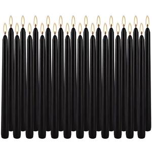 YOROXRG 24 Pack Black Taper Candles, 7-8 Hours Burn Time, Unscented, Smokeless and Dripless, 0.75 x 10 Inch Dinner Candle Set for Halloween, Household, Wedding, Party and Home Décor Candlesticks