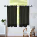 Karseteli Semi Voile Sheer Curtains 40 Inches Long 2 Panels Rod Pocket Window Treatment for Living Room Bedroom Dining Room(Black 26" W x 40" L)