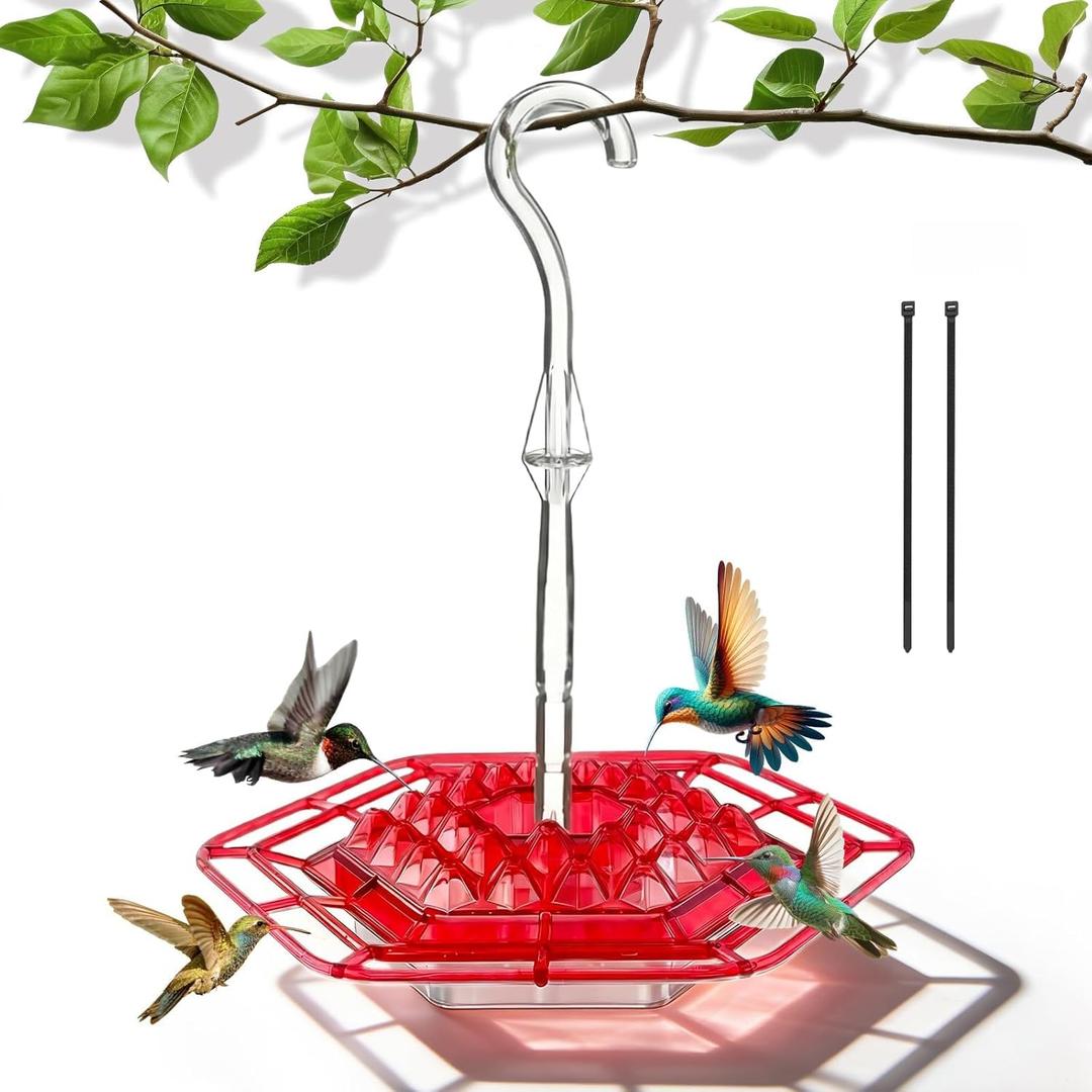 Hummingbird Feeders for Outdoors, Hummingbird Feeders with 30 Feeding Ports, Saucer Humming Bird Feeder Bee-Proof Leak-Proof No Drip, Easy to Clean and Refill (Red 1 Pcs)