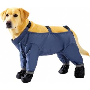 Dog Rain Boots, Waterproof Dog Rain Shoes for All Weather, Anti Dirt Pants with Shoes, Adjustable Suspender Pants for Outdoor Walking & Paw Protectors (M)