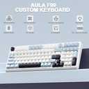 AULA F99 Wireless Mechanical Keyboard, Hot Swappable Custom Keyboard,Pre-lubed Linear Switches,Gasket Structure,RGB Backlit Gaming Keyboard (Blue&White)