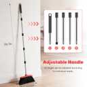 Broom and Step-on Dustpan Set, 59-in Adjustable Long Handle Broom with Dustpan Combo Set Outdoor Angle Broom for Sweeping Indoor Dust Pet Hair for Cleaning Kitchen Garage Deck Patio, Black&Red