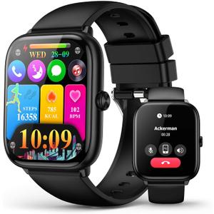 Smart Watches for Men with Bluetooth Call, 2.06" AMOLED Fitness Tracker with 118 Sports Modes, Blood Pressure/Heart Rate/Sleep/Blood Oxygen Monitor, IP68 Waterproof, Compatible with Android and iPhone