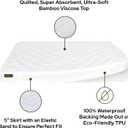 Waterproof Mini Crib Mattress Protector | Bamboo Viscose Made Ultra-Soft Quilted Mattress Cover, 1-Pack