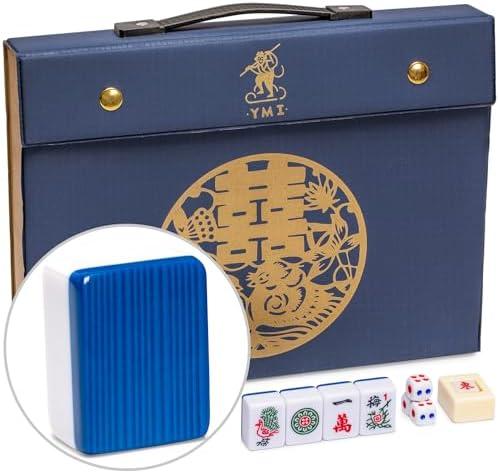 Yellow Mountain Imports "Royal Azure Chinese Mahjong Set with 146 Medium Tiles and Blue Vinyl Case — for Chinese Style Gameplay Only [「皇天藍」中國麻將]