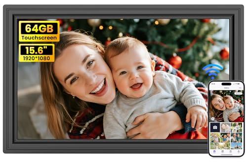 64GB Uhale 15.6" Digital Picture Frame, Large WiFi Electronic Photo Frames 1920 x 1080 IPS FHD Touch Screen, Share Photos and Videos Anywhere, Support SD/USB, Best Gifts for Parents and Grandparents