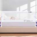ComfyBumpy Premium Adjustable Bed Rail for Toddlers, Swing-Down Safety Guard, Height Adjusts 24.4"–32.3"H, Extra-Long 55.5", Sturdy Steel & Breathable Mesh, For Twin, Full, Queen & King, White, 1-Pack