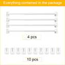 NICETOWN 4 Pack No Drill Curtain Rods for Window Adjustable Length Extends 16 to 28 Inches with Adhesive Brackets without Drilling, Cafe Curtain Rod, Easy Installation for Any Spaces, White
