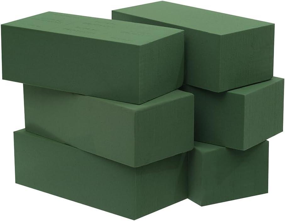 Crafare 6pc Wet Fresh Floral Foam Blocks Green Florist Foam Bricks 8.9(L) X 3.9(W) X 3(H) for Spring Fresh Flower Arrangement and Crafts Supply