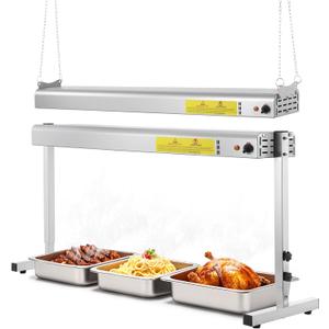 36-Inch Food Heat Lamp, 1000W Commercial Food Warmer Electric Strip Heater Overhead Stainless Steel Catering Heating Lamp for Buffet Restaurant Parties Kitchen, Silver 115V