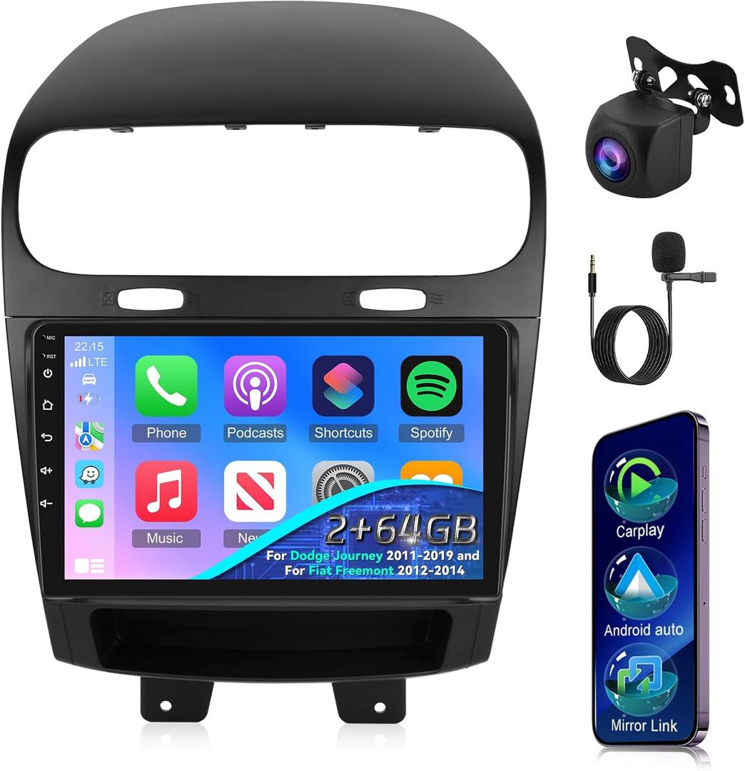[2G+64G] for 2011-2019 Dodge Journey Radio, Android Car Stereo with 9 inch Touch Screen, Carplay/Android Auto/1080P/Bluetooth/WiFi +AHD Backup Camera