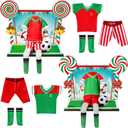 Sotiff 2 Sets/12 Pcs Christmas Doll Accessories Set Include Sports Suit Mini Wooden Soccer Background Board Sports Clothes Soccer Field Set for Xmas Party
