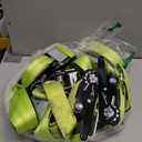 VULCAN Car Tie Down with Flat Hooks - Lasso Style - 2 Inch x 96 Inch - 4 Pack - High-Viz - 3,300 Pound Safe Working Load