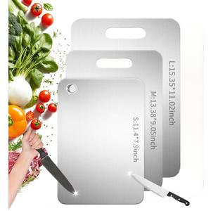 Katuchef Titanium Cutting Board 2026 New Upgrade Titanium Grade 5 Cutting Boards for Kitchen Non Toxic, Non-slip, Hygiene Durable Chopping Board Suitable for Dishwasher Safe (3PC:S+M+L)
