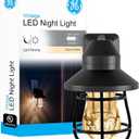 GE Vintage LED Night Light, Plug-in, Dusk to Dawn Sensor, Farmhouse Decor, Mood Lighting, Home Decor, Ambient Lighting, LED Lights for Bedroom, Bathroom, Kitchen, Hallway, 38628, Black, 1 Pack