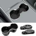 Upgrade Cup Holder Insert for Tesla Model Y 2025 2024-2021 Model 3 2021-2023 Center Console Interior Accessories [Chrome Plated Design] (Black)