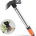 Upgraded 17" Weed Puller Tool, Portable Garden Weed Pulling Tool for Weeding Uprooting Planting, 2 in 1 Hoe & 4 Teeth Rake Manual Weeder, Durable Weed Remover Gardening Hand Tools for Yard Lawn Farm