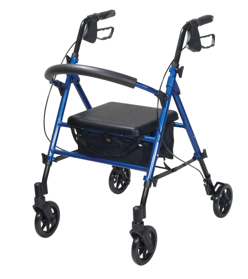 Drive Medical RTL10261BL Foldable Rollator Walker with Seat - Adjustable Handles and Seat, Blue