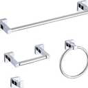 Chrome Bathroom Hardware Set 4 Pieces,Towel Bar Set Stainless Steel Wall Mounted, Includes 16In Hand Towel Bar, Towel Ring, Robe Towel Hooks,Toilet Paper Holder, Bathroom Towel Rack Set