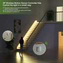 RAYZEEK Wireless Motion Sensor Controller Kit - No Wiring Mini PIR Sensor Switch 12/24VDC RF Wireless Control Led Strip Lights with Dimmable, Timer for Stairway