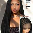 Box Braided Wig for Black Women Square Knotless Full Double Lace Glueless Braid Wigs with Baby Hair for African American Women 32 Inches