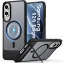 2 x Magnetic for Samsung Galaxy S25 Edge Case,[Fits for Magsafe][Anti-Slip Edge][Matte Translucent][2 Stand Ways] with Invisible Stand Shockproof Phone Case for Galaxy S25 Edge 6.7'' Black