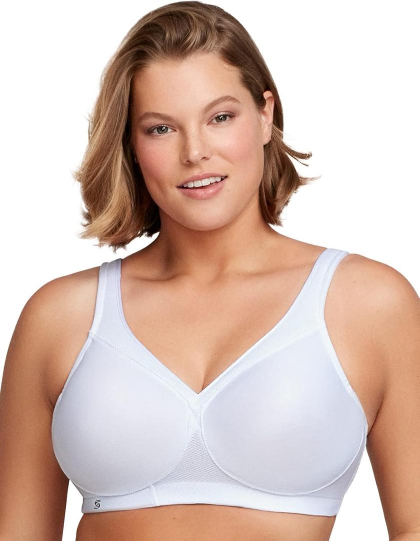 Glamorise Women's Plus Size MagicLift Seamless Sports Bra Wirefree 1006 (44C, White)