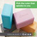 Gaiam Yoga Block - Supportive Latex-Free Eva Foam - Soft Non-Slip Surface with Beveled Edges for Yoga, Pilates, Meditation - Yoga Accessories for Stability, Balance, Deepen Stretches (2-Pack Lagoon)