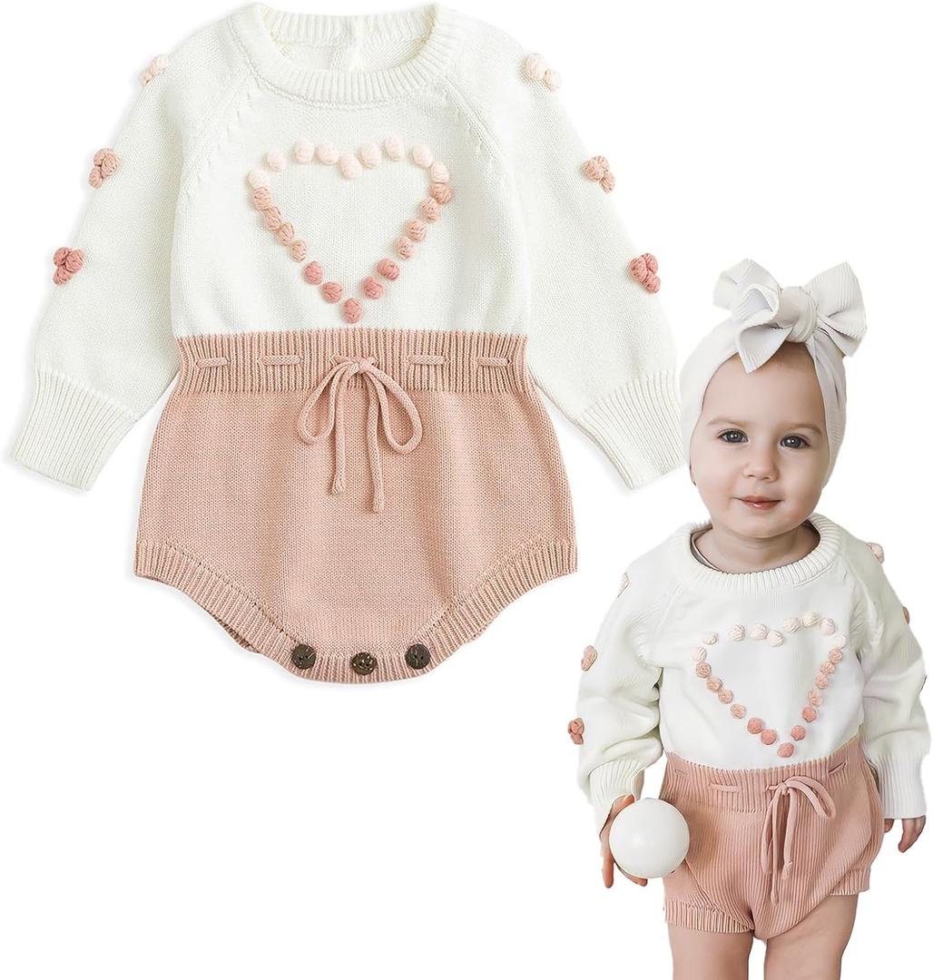 Simplee kids Baby Boys Girls Knitted Romper Jumpsuit Long Sleeve Onesie Bodysuits One Piece Outfits Sweater (White)