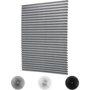 LUCKUP 2 Pack Cordless Light Filtering Pleated Fabric Shade,Easy to Cut and Install, with 4 Clips (36"x72"- 2 Pack, Grey)