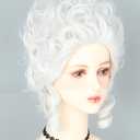 Colonial Wigs for Women White Victorian Court Vintage Wig Baroque Fluffy Beehive Wigs Halloween Costume Party Dress Wig