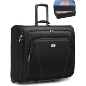 MATEIN Rolling Garment Bag with 2 Packing Cubes, Large Check-in Travel Garment Bags with 17.3 Inch Laptop Compartment, Wrinkle Free Wheeled Business Softside Suitcase Luggage for Men and Women, Black, Large - Checked