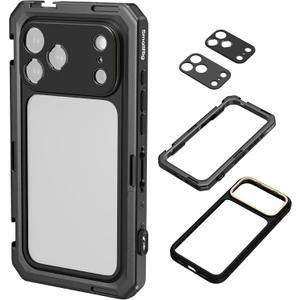 SMALLRIG Mobile Video Cage for iPhone 17 Pro Max, Case with T-Mount Lens Backplate and 17mm Threaded Lens Backplate, TPU Soft Frame, for Video Shooting and Live Streaming, Basic Edition - 5546