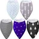Janmercy 5 Pack Adult Drool Bandana Bibs Soft Adjustable Absorbent Drool Bibs for Women Special Needs Unisex Men