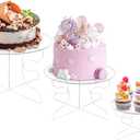 Cake Stand, 3 Sets Clear Cake Stands for Party, Cake Holder for 6/8/10/12 Inch Cakes, Round Cake Pedestal StandAcrylic Serving Plate Tray for Cupcakes, DessertsFoodPastry