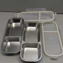 Stainless Steel Snack Containers for Kids Adults, 2 Pack 2 Compartment Metal Snack Containers Box with Lid, Reusable Food Storage Container, Leak Proof, Grab and Go (2C - (15.21+8.45OZ))