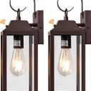 Yolsunes Dusk to Dawn Wall Lights 2 Pack, Oil Rubbed Bronze Outdoor Light Fixtures Wall Mount, 15 Inch Exterior Wall Sconces Waterproof, Large Outside Lights for House, Modern Wall Lanterns Brown